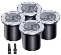 ALEDECO Lot de 4 lampes encastrées à LED 3 W 12 V basse tension Éclairage paysager étanche IP67 Éclairage de chemin Blanc chaud pour extérieur, arbres drapeaux pour jardin, cour, arbre