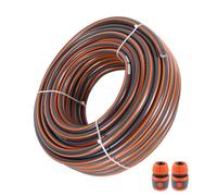 Alederways Tuyau d'arrosage long de 1,27 cm, résistant aux UV, 4 couches tressées anti-explosion, renforcées, pour jardin, avec connecteur rapide d'extrémité de tuyau (gris orange, 10 m)