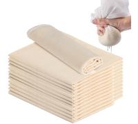 ALEEIK Lot de 10 chiffons à fromage 50 x 50 cm - En mousseline lavable - Réutilisable - Blanc - Pour tamiser le jus, le fromage, le thé, le lait de noix, ALGLB10DE