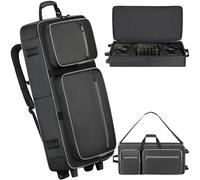 Aleemin Étui souple à roulettes pour manette DJ DDJ 800 / FLX6 / SX2 / SX3 / MC7000 / Rane One/Mixon 8 Pro, sac à roulettes rembourré avec poches multiples pour manette DJ et accessoires