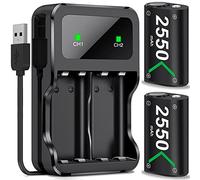 ALEEMTRY Batterie pour Manette Xbox, Batterie 2 Pack à Grande capacité de 2550mAh Rechargeable avec Une durée de Jeu de 25 Heures, Batteries pour manettes Xbox Series X/S/Xbox One/Xbox One S/X/Elite
