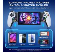 ALEEMTRY Manette de jeu mobile Bluetooth pour iPhone/Android/Switch 2/Switch/tables, manette de jeu sans fil pour Xbox/Steam/GeForce Now/MFi Apple Arcade/Roblox, manette de téléphone avec effet Hall