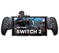 ALEEMTRY Manette pour Switch portable pour console Switch 2, Manette Bluetooth sans fil à grande prise pour Switch 2 avec joysticks à effet Hall RGB/Batterie 1000mAh/Turbo/Double vibration/Boutons