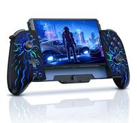 ALEEMTRY Manette sans fil pour mode portable avec turbo/1000 mAh/programmable/gyroscope 6 axes, grande poignée pour Switch/OLED (flammes)