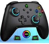 ALEEMTRY Manette sans Fil pour Switch, Pro Controller Switch avec lumière RVB, Fonction programmable, réveil pour Switch/Lite/OLED