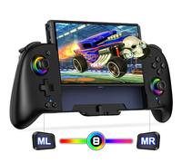 ALEEMTRY Manette Switch, Switch Manette Sans Fil pour Switch/OLED Mode Portable avec Bâtons à Effet Hall/Turbo/1000mAh/Programmable/Gyroscope à 6 Axes, Grande Poignée Manette de Switch(Noir)