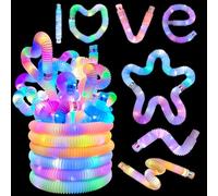 ALEENFOON 12 Tubes lumineux pop à LED Jouets sensoriels Fidget Bâtons lumineux pop à LED Brille dans le noir Fournitures de fête pour cadeaux de Noël Halloween Décorations de fête (A)