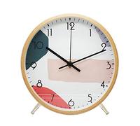 ALEENFOON 8.6 Pouces Horloge en Bois Murales Silencieuse de Salon Cuisine Modernes Design Pendules Murales 22cm Horloge à Quartz Suspendue Horloge Murale Horloge de Table Analogique (Géométrie)