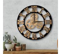 ALEENFOON ALEEFOON Vintage Romains Silencieux Horloge Pendule Industriel 3D Silensieuse Horloge de la Maison pour Salon, Salle, Maison Décor (50 CM, Roman Numerals)