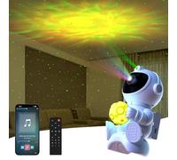 ALEENFOON Astronaute Projecteur Ciel étoilé avec Télécommande, Projecteur Galaxie avec Haut-parleurs Sans Fil, Nébuleux Veilleuse Projecteur Réglable à 360°Pour Décoration de Chambre, Fête（Lune）