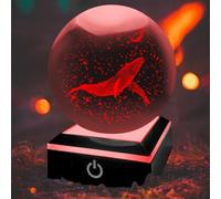 ALEENFOON Boule de Cristal 3D Baleine avec LED multicolore Base Décoration Maison Ornement Astronomie D'intérieur Cadeaux Pour Enfants