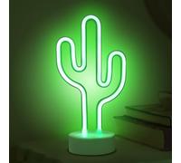 ALEENFOON enseigne lumineuse LED néon décor de chambre veilleuses éclairage intérieur à piles et alimenté par USB Lampes de nuit et de table pour Bar de fête de Noël (Cactus Vert)