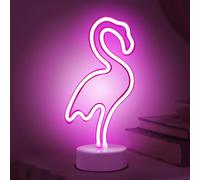 ALEENFOON enseigne lumineuse LED néon décor de chambre veilleuses éclairage intérieur à piles et alimenté par USB Lampes de nuit et de table pour Bar de fête de Noël (Rose Flamant)