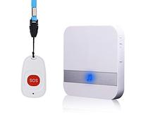 ALEENFOON Maison Alerte Alarme sans Fil Patiente Personne ÂGéE Personnelles SystèMe D'Alarme Plug Version Et Bouton D'Appel d'urgence Alarme Pager (1 à 1 Blanc)