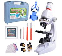ALEENFOON Microscope Enfant, 100x 400x 1200x Grossissement Scientifique Enfant Support de Téléphone Boite en Plastique Microscope Set pour Kids étudiants pour l'éducation Précoce