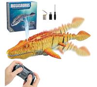 ALEENFOON RC Bateau 2.4GHz Télécommandé Mosasaurus Bateau avec Vaporisateur, Télécommandé Dinosaur Jouet pour Piscine et Lac, Jouets Cadeaux pour Enfants et Adultes (Jaune)