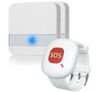 ALEENFOON Téléavertisseur Maison Alerte Alarme sans Fil Patiente Personne ÂGéE Personnelles SystèMe D'Alarme Plug Version Et Bouton D'Appel d'urgence Alarme Pager avec Bracelet Durgence (1 à 2)