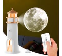ALEENFOON Veilleuse Projecteur Lampe Lune en Forme de Phare Avec Télécommande LED Rechargeable Lampe Pour Décoration de Chambre, Noël, Anniversaire, Saint-Valentin