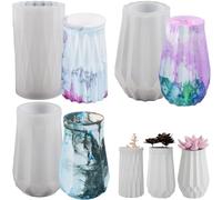 ALEFBET Lot de 3 moules en silicone pour vase - Moules en silicone - Vase en plâtre pour couler - Moules en silicone - Vase en résine époxy (3 moules à vase)