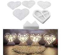ALEFBET Lot de 6 moules en silicone pour la Saint Valentin - Cœur - Moules en plâtre pour couler un cœur - Moules en résine époxy pour la fabrication d'ornements romantiques