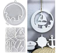 ALEFBET Moule en silicone pour pendentif en forme d'ancre et de bateau, moules en silicone pour pendentifs, moules en silicone pour coulée, moules en résine époxy, décorations de pendentifs (ancre et