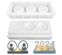 ALEFBET Moules en silicone - Bougeoir - Combinaison DIY - Moule en silicone - Bougeoir - Nouvelles idées - Bougeoir - Moules en plâtre pour couler (socle à 3 trous)