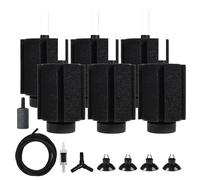 ALEGI Lot de 6 filtres éponge pour aquarium - 125,6 litres - Filtre éponge silencieux avec pierre à air pour Betta Fry Crevettes et petits poissons