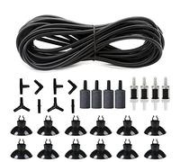 ALEGI Tuyau à air standard en silicone pour aquarium de 7,6 m avec pierres à air, clapets anti-retour, ventouses et connecteurs pour aquarium hydroponique (Noir)