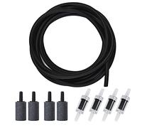 ALEGI Tuyau d'air standard pour aquarium avec 4 pierres à air et 4 clapets anti-retour pour pompe à air d'aquarium, noir 3,6 m