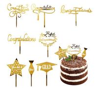 ALEGRE Décoration de gâteau de Remise de diplôme dorée, 8 pièces, décoration de gâteau en Acrylique, décoration de gâteau de félicitations de Remise de diplôme, décoration de gâteau You Did It pour f
