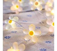 ALEGRE Guirlande lumineuse à piles - 2 m - 20 LED - Motif marguerites - Micro fil de cuivre - Pour intérieur - Blanc chaud - Pour jardin, mariage, terrasse - Décoration printemps