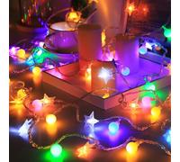 ALEGRE Guirlande lumineuse en forme d'étoile, boules multicolores, 1,5 m, 10 LED, boules en forme d'étoile, boules lumineuses à piles, pour mariage, Nouvel An, décoration de Noël