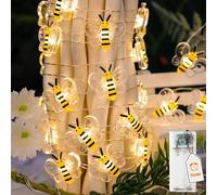 ALEGRE Guirlande lumineuse LED en forme d'abeille - 2 m - 20 LED - Avec minuterie - Pour intérieur et extérieur - Pour chambre d'enfant, mariage, jardin, décoration de printemps