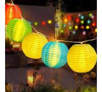 ALEGRE Lampion Guirlande lumineuse à piles - 1,5 m - 10 LED - Pour l'intérieur et l'extérieur - Étanche - Multicolore - Guirlande lumineuse - Lanterne - Lampions pour mariage, jardin, terrasse, balcon