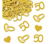 ALEGRE® Lot de 100 confettis dorés à disperser pour mariage - Décoration de table de mariage - Décoration dorée pour 50 ans de mariage - Décoration de 50 ans - Décoration de 50e anniversaire