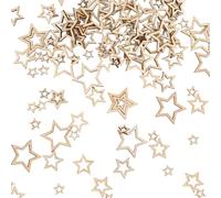 ALEGRE Lot de 100 Étoiles en Bois - Confettis Pour Bricolage - Décoration de Table d'Anniversaire - 3 Tailles - Pour Noël