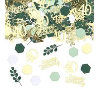 ALEGRE Lot de 300 confettis pour 40e anniversaire - Grande décoration de 2,4 à 5 cm - Décoration 40 ans - Vert - Paillettes - Décoration de table - 40 ans - Décoration de table - 40 serpentins