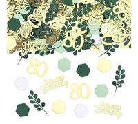 ALEGRE Lot de 300 confettis pour 80 ans - Grande décoration de table - 2,4 à 5 cm - Décoration de table 80e anniversaire femme - Vert - Décoration à disperser 80 ans - Paillettes - Décoration