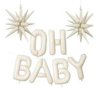 ALEGRE Oh Kit de décoration pour bébé - Blanc crème - Avec ballon Oh Baby et ballon en aluminium en forme d'étoile explosive - Décoration de fête prénatale pour garçon et fille - Décoration de fête