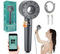 ALEHC Pommeau de douche avec filtre antibactérien et anticalcaire + tuyau 1,5 m + 2 filtres de rechange - 5 modes - ABS - sans BPA - Douche filtrante qui purifie l'eau avec effet haute pression