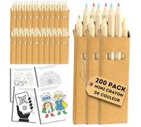 ALEJANDRO FUENTES AF® 200 Mini Crayons de Couleur | 50 Boîtes de 4 Crayons en Bois | Petits Cadeaux pour Anniversaires et Fêtes Scolaires | Coloriages à Imprimer par QR Code