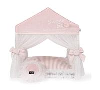 ALEjon Lit apaisant pour Chien et Chat - Doux Hiver - Princesse Mignonne - Lit pour Animal Domestique - Niche Mignonne - Nid de chenil - Lit pour Chien et Chat avec Rideau de Gaze - Tapis pour Animal