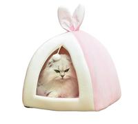 ALEjon Lit pour Chien apaisant Lit pour Animal de Compagnie Couleur Unie Tente pour Animaux de Compagnie Lit de Grotte Impression Chat Maison Lit Nid de Chat Auto-Chauffant Confortable Triangle Lit