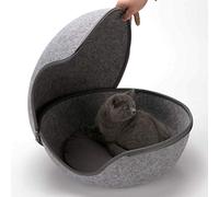 ALEjon Oeufs Nid de Chat, Maisons de Grottes de Chat Chaudes en Forme d'œuf, Fournitures Mignonnes pour Animaux de Compagnie (Couleur: Gris)