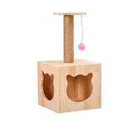 ALEjon Tree House Arbre à Chat en Sisal à gratter, Nid de Chat en Bois Fournitures pour Animaux de Compagnie avec Jouet pour Chat Tease, pour Chaton et Chats d'intérieur