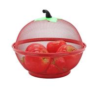 Aleker Corbeille à fruits, Panier à fruits en maille en forme de pomme ROUGE avec couvercle, Corbeilles à fruits durables en fil métallique pour la cuisine, Panier à fruits décoratif pour fruits