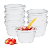 Aleker Lot de 8 bols à sauce soja en plastique - 42,5 g - Petits bols de service - Mini bols à trempette réutilisables pour ketchup, salsa, confiture, crème, pudding, soja, épices