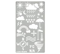 Aleks Melnyk #14 Pochoir en métal pour journal, prévisions météorologiques, gouttes de pluie, parapluie, pochoir en acier inoxydable, 1 pièce, modèle d'artisanat pour combustion du bois, motifs,