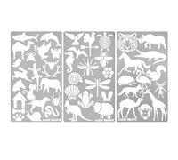 Aleks Melnyk Lot de 3 pochoirs en métal n°43 pour petits animaux, bois, animaux de compagnie, chat, chien, renard, lézard, animaux de l'océan marin, pour gravure sur bois, travaux manuels, bullet