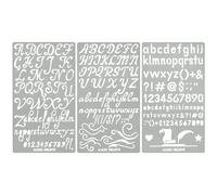 Aleks Melnyk Lot de 3 pochoirs en métal, pyrogravure, kit de gravure sur bois, pochoirs de lettres pour gravure sur bois et motifs, alphabet et chiffres, lettrage, lettrage, lettrage, bullet journal